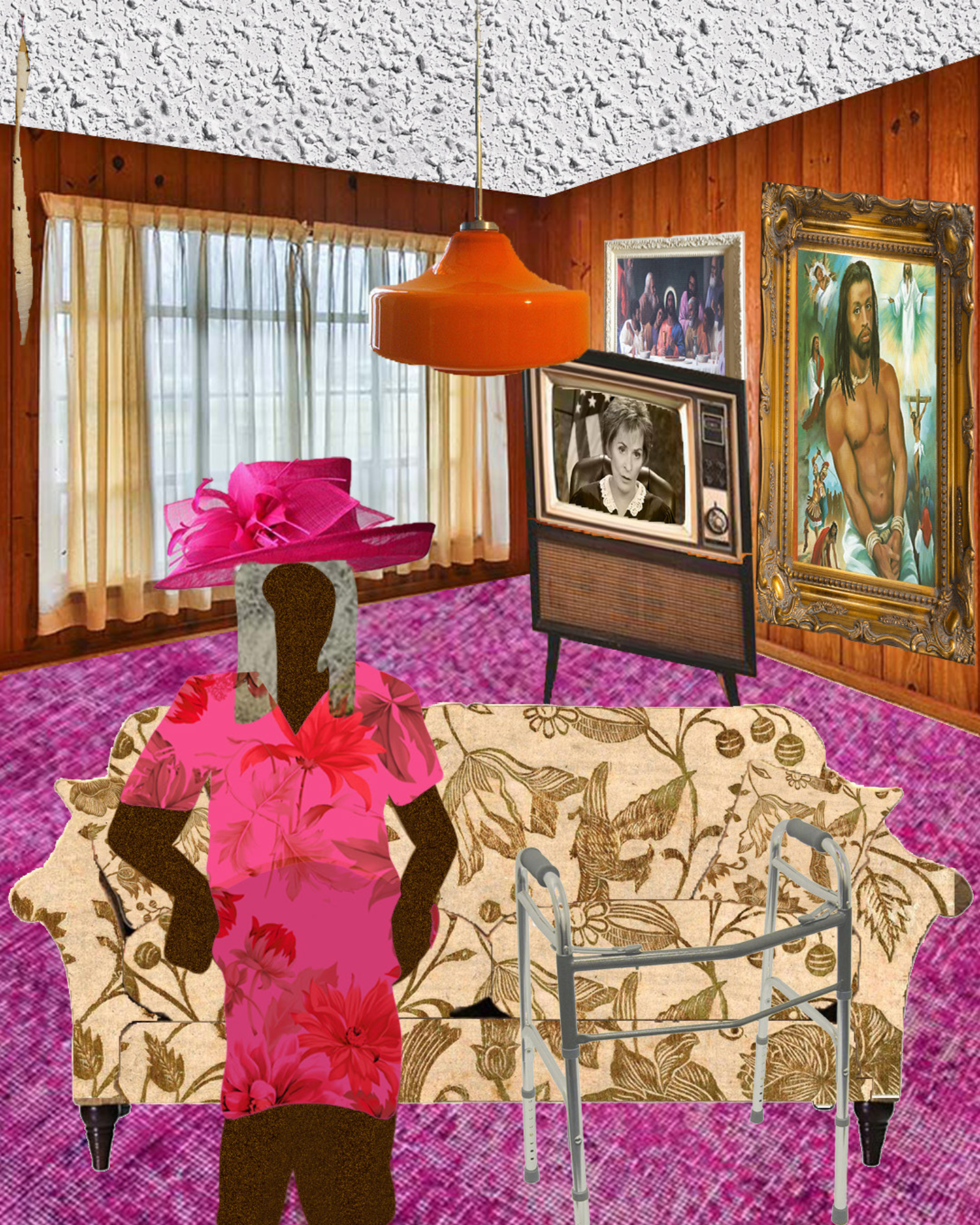Grandma's House — collage artwork of tender tribute to grandmother's home in North Carolina, nostalgic Southern interior scene, 2022, part of the At Home series by Studio Nesha