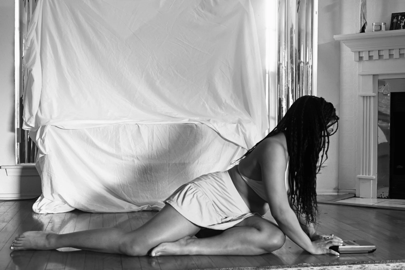 DeNesha Deans recording sound on the floor of her New Orleans studio, 2025