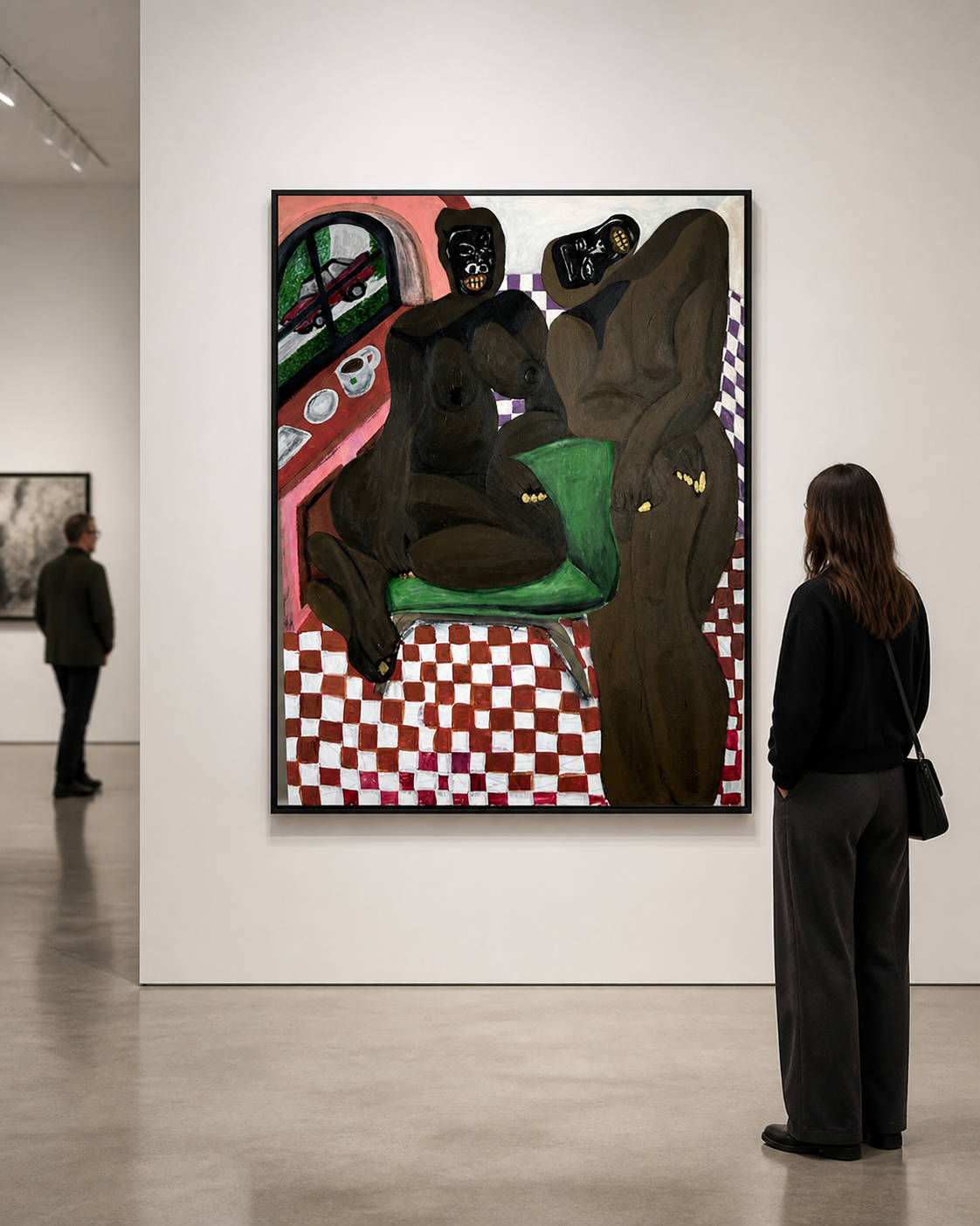 Miss Communication
2023 · Acrylic on canvas
We are speaking.
We are not reaching each other.
This painting lives inside the gap between Black men and Black women — the one we inherited, the one we keep reopening, the one that exists even when the lov