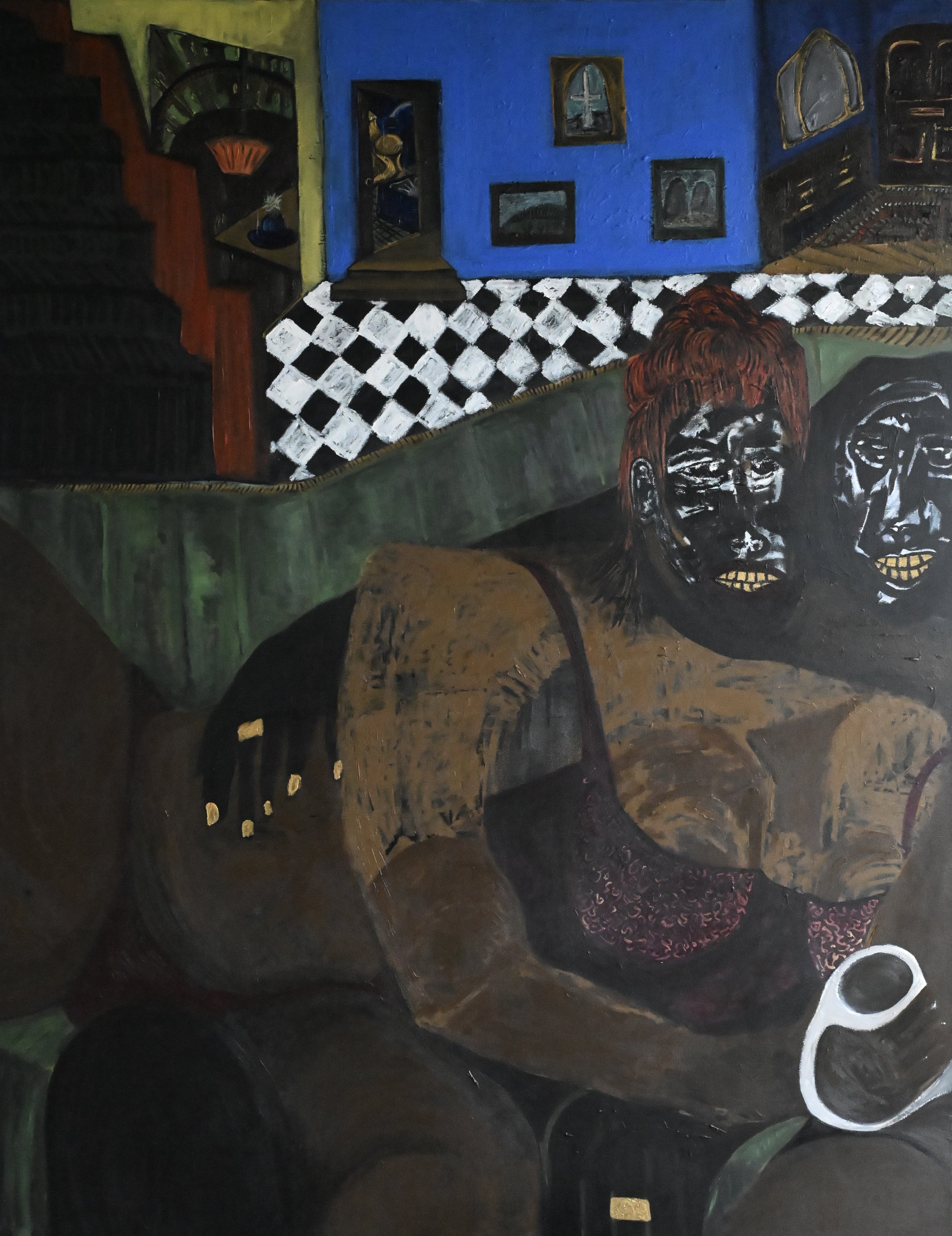 Deep Love
2026 · Acrylic on canvas
Deep love can be dark — but not in the ways of society.
Dark is just rich in deepness. The color of our love.
I remember looking in your eyes and seeing darkness.
The same eyes that gave me comfort —
for I knew, the