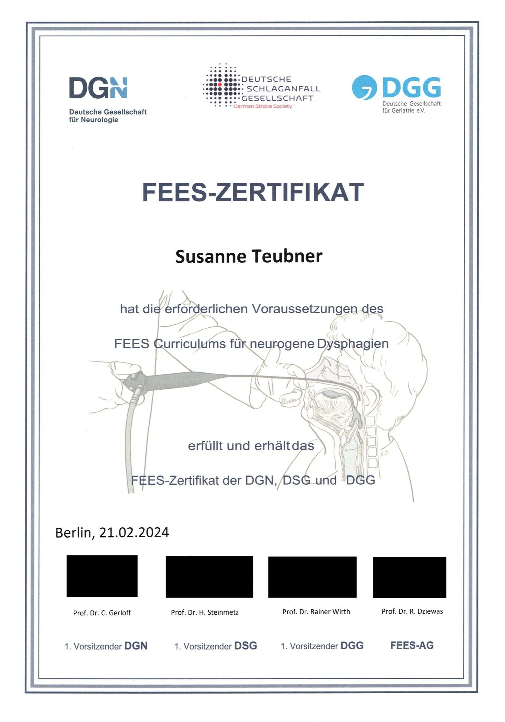 Susanne Teubner FEES Zertifikat