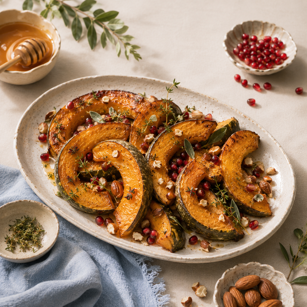 Roasted pumpkin served as a symbolic Rosh Hashanah food.