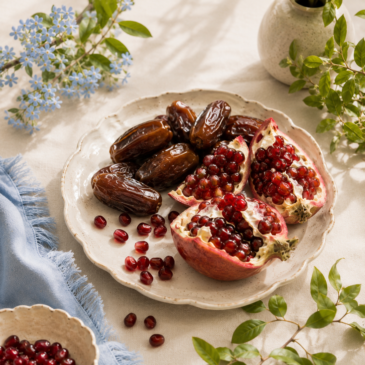 Dates and pomegranate among the symbolic foods eaten on Rosh Hashanah.