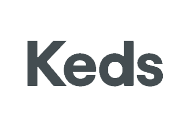 Keds logo with text in black on a white background