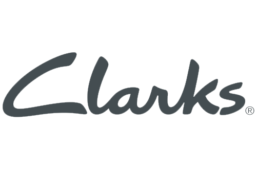 Clarks logo on a black background.