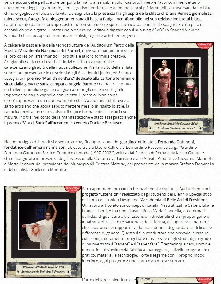 Fashion editorial highlighting the work of Zara Saberi as a creative director.