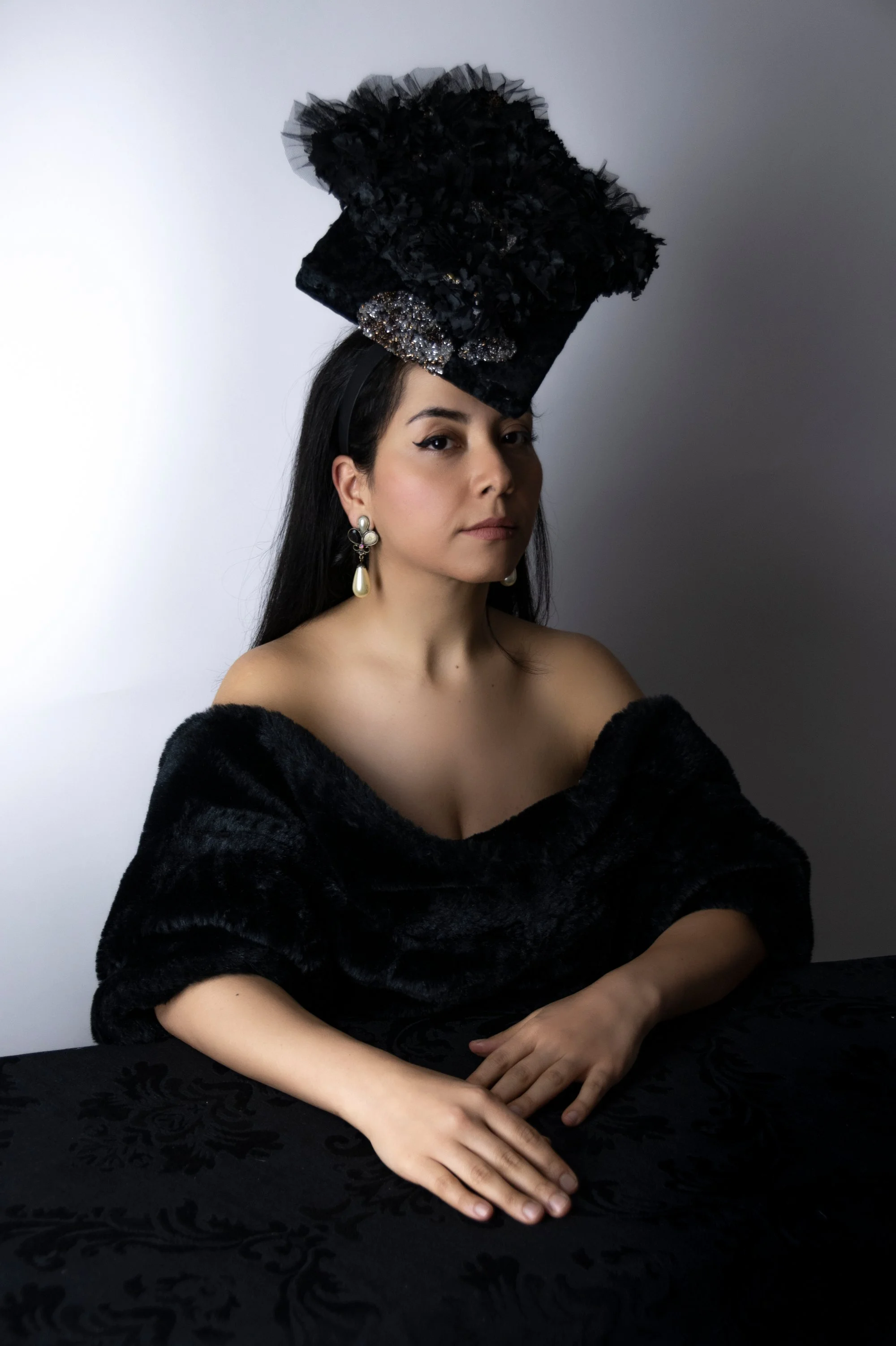 Zara Saberi — handcrafted headpiece from guipure lace and decorative stones — Me and Transparency collection, Sweden