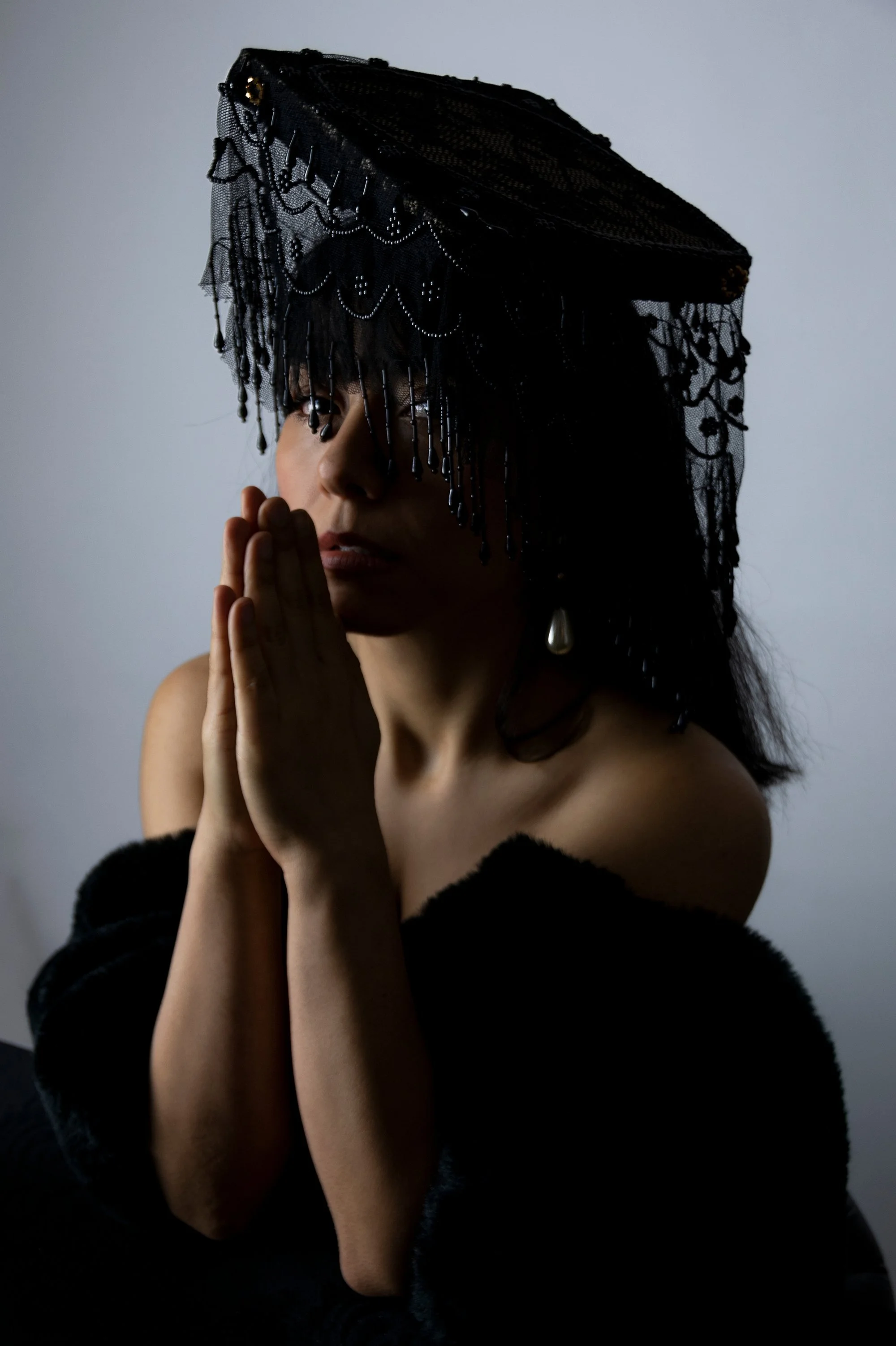 Zara Saberi — sculptural headpiece made from tulle and guipure lace — Me and Transparency collection, Sweden
