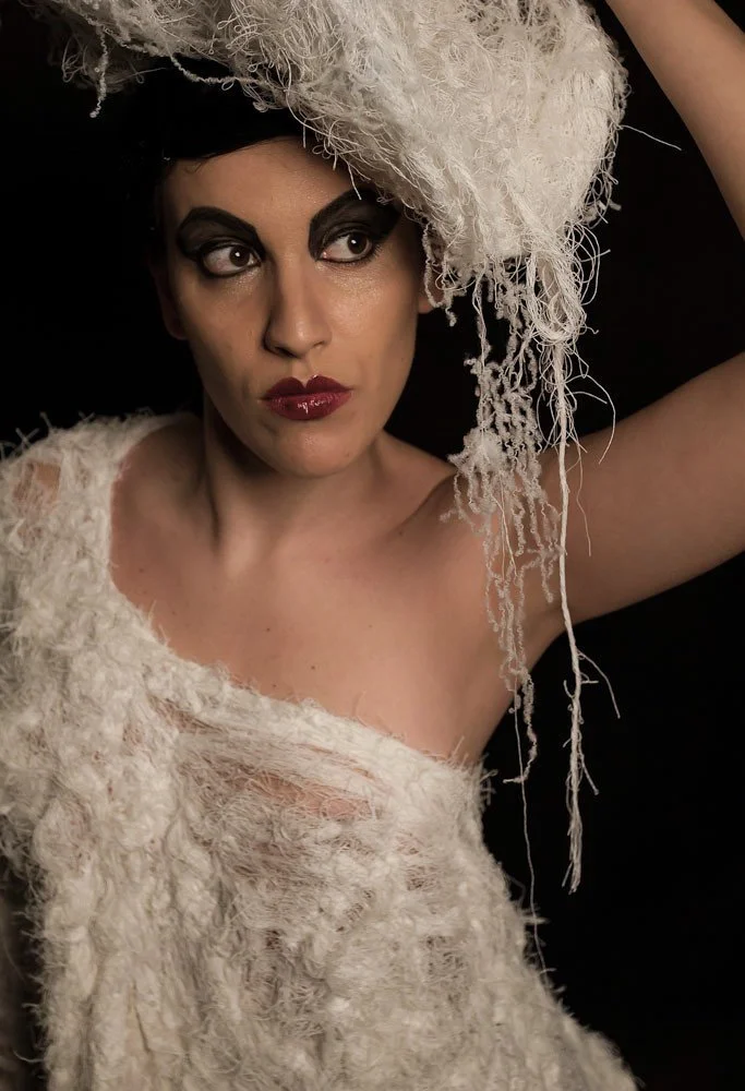 Detailed view of handcrafted textile textures from the Liberta fashion project by Zara Saberi.