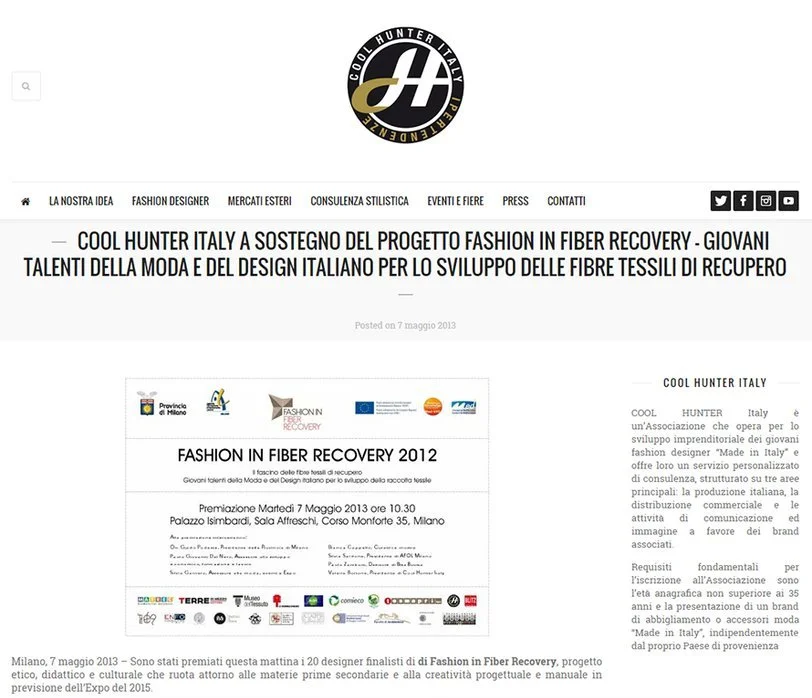 Press article about Zara Saberi's multidisciplinary work in fashion and textile design.