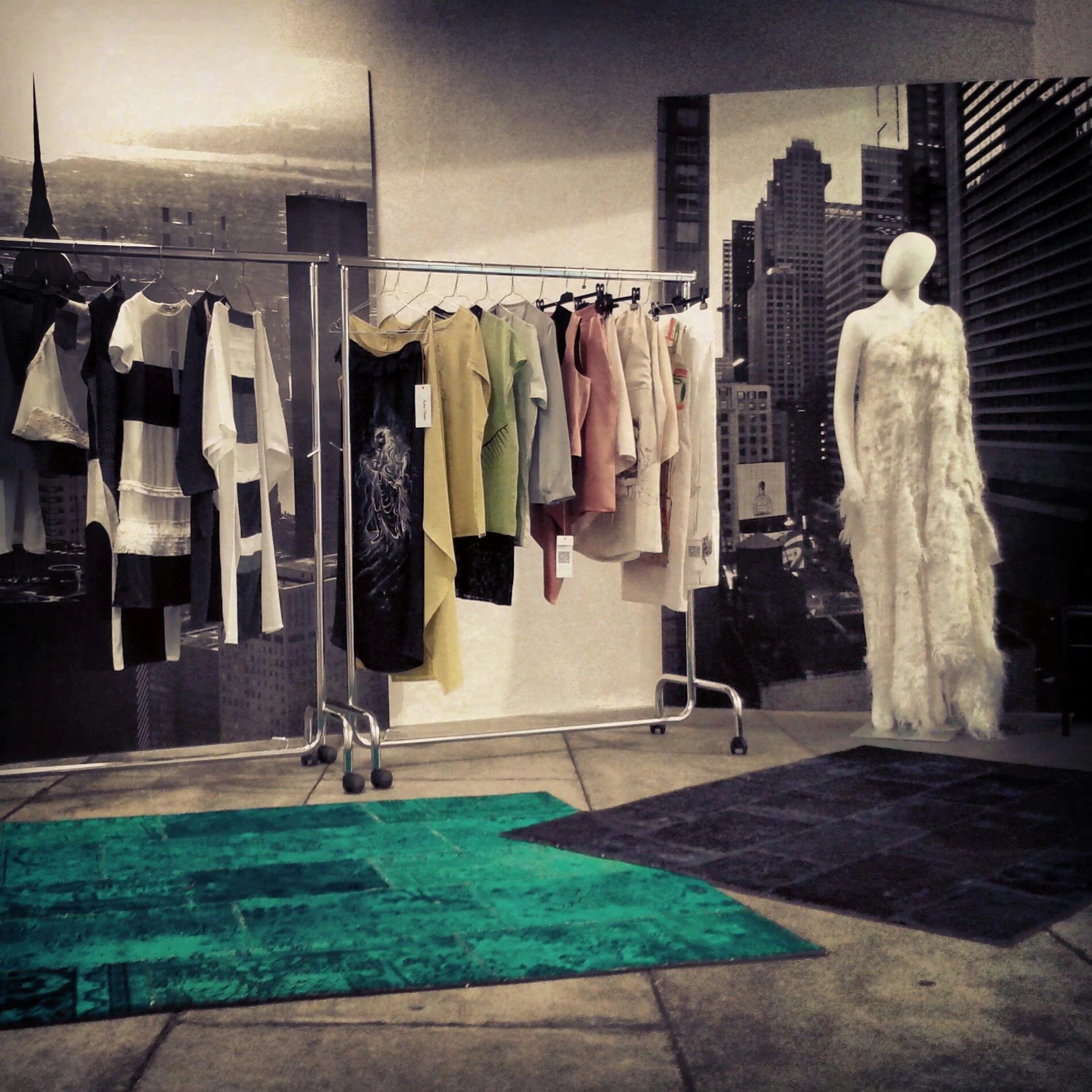 Zara Saberi during fashion travels and creative research, her showroom in Milan.