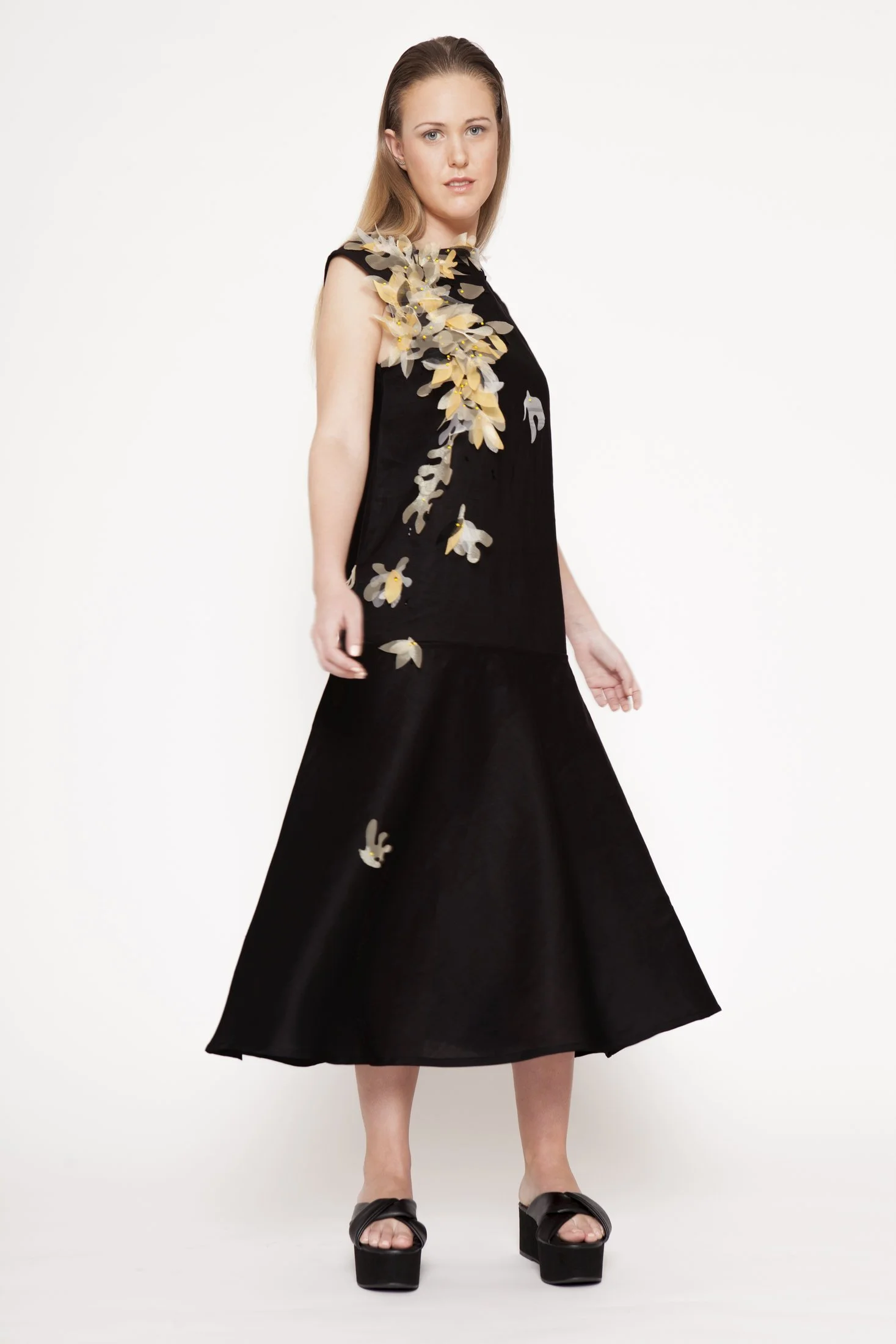 Zara Saberi — Contemporary fashion artwork exploring material layering and embroidery.