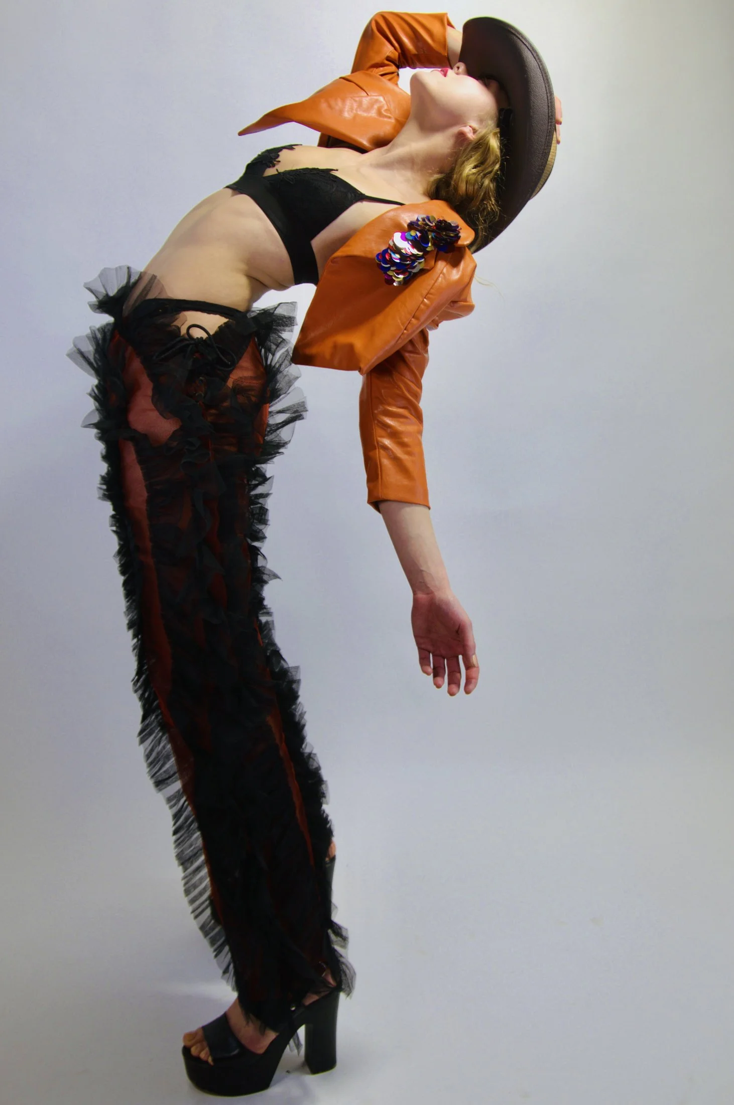 Zara Saberi — Conceptual portrait from the I Don't Care collection exploring identity through fashion, photographed in Sweden.