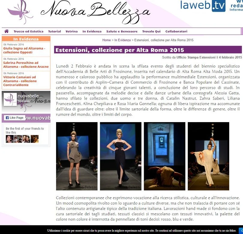 Press article featuring Zara Saberi's innovative approach to textile and fashion design.