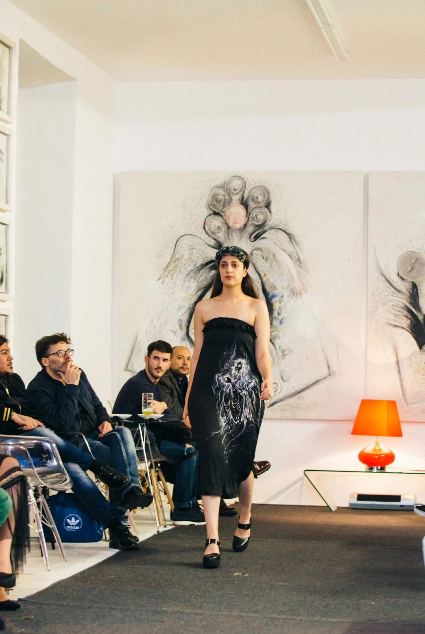 Zara Saberi — Hand-painted cotton garment from the Moda Persa collection, Madrid, 2016.
