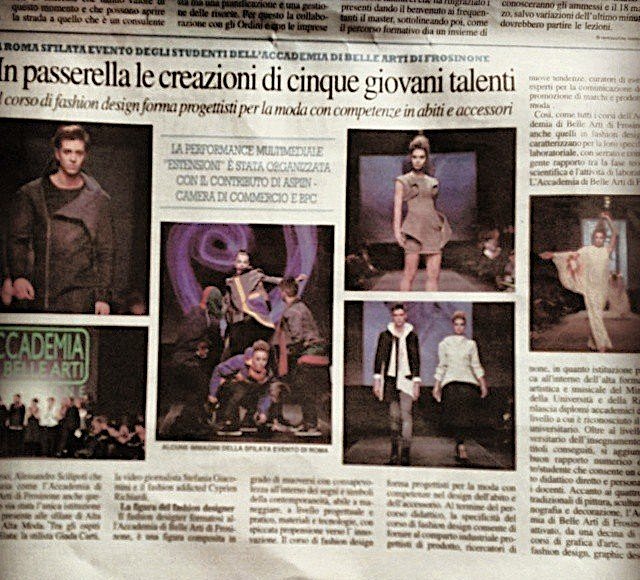 International press feature recognizing Zara Saberi as a fashion and textile designer.