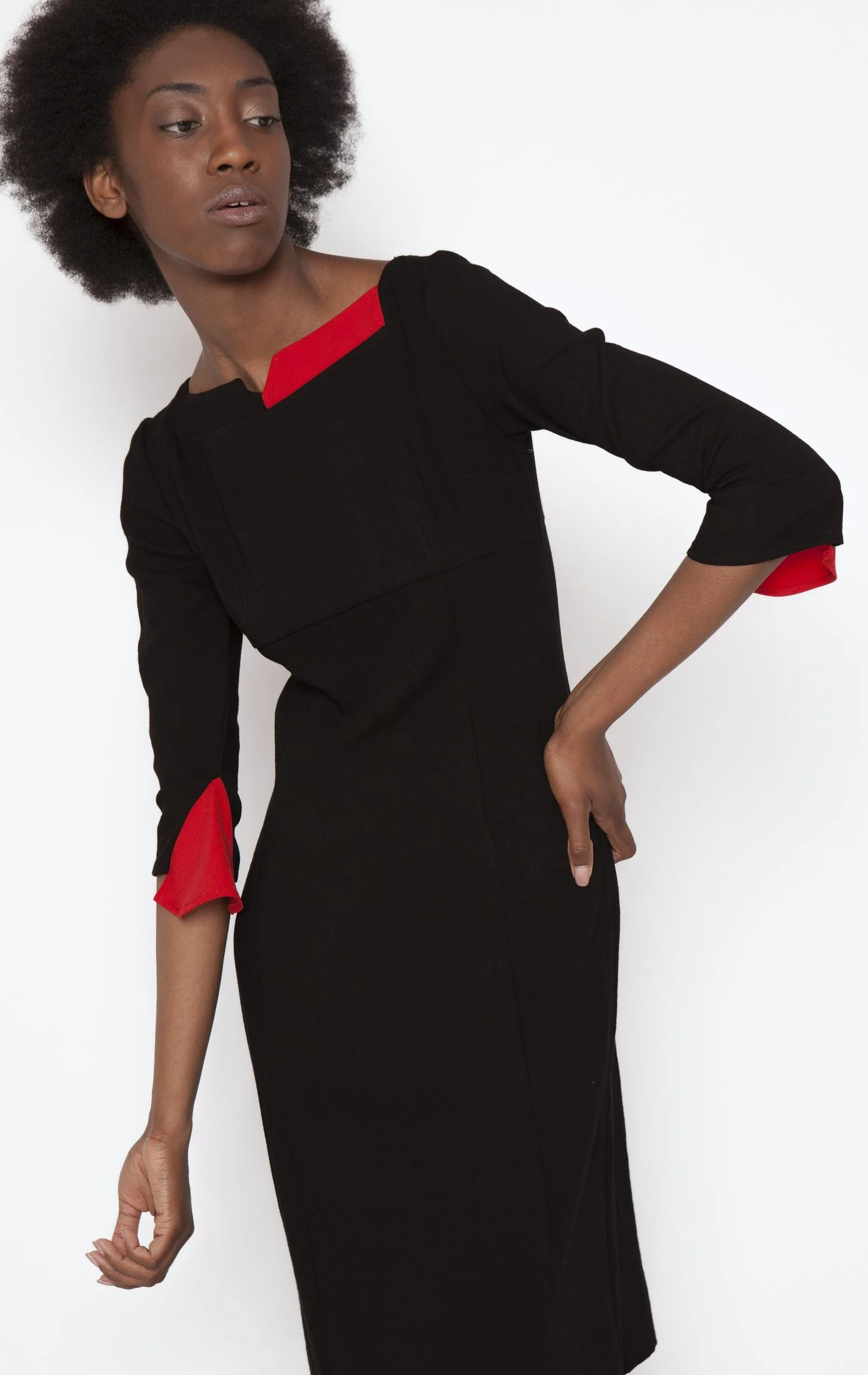 Black dress from collection The Simple Line, designed and created by Zara Saberi, Spain 2016