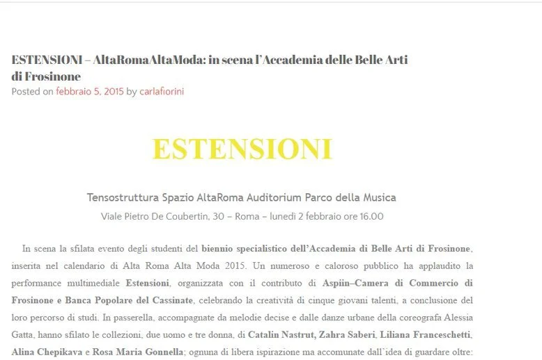 Zara Saberi featured in a design publication for fashion and textile innovation.