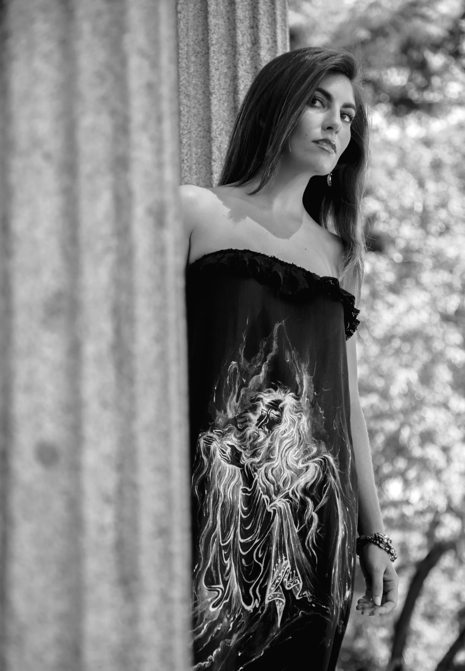 Zara Saberi — Hand-painted textile from the Moda Persa collection, inspired by Persian painting, created and photographed in Madrid, Spain.