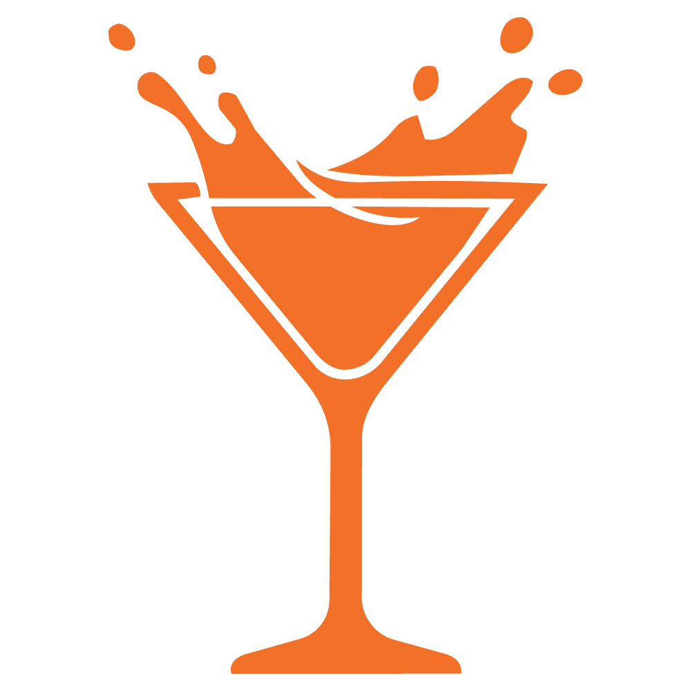 A graphic of a cocktail glass with a splash of drink, representing complex photography.