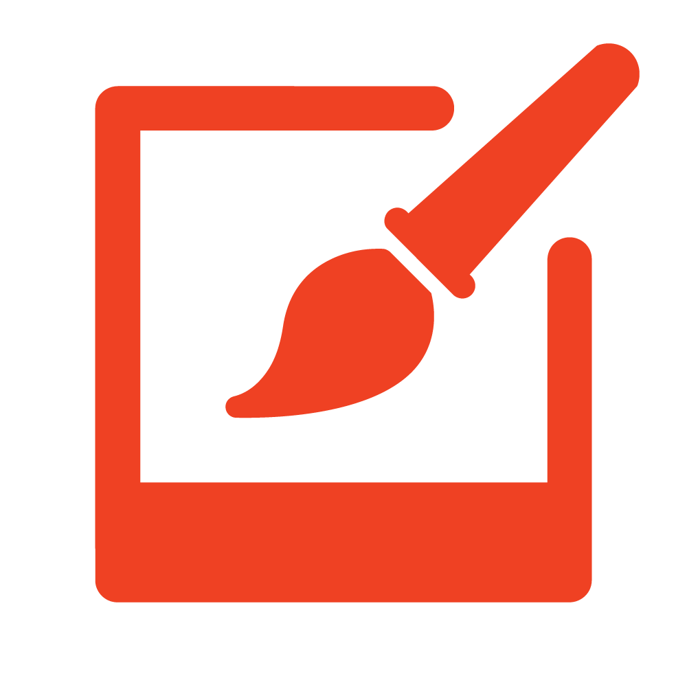 Icon of a paintbrush inside a square, representing more edits on photos.