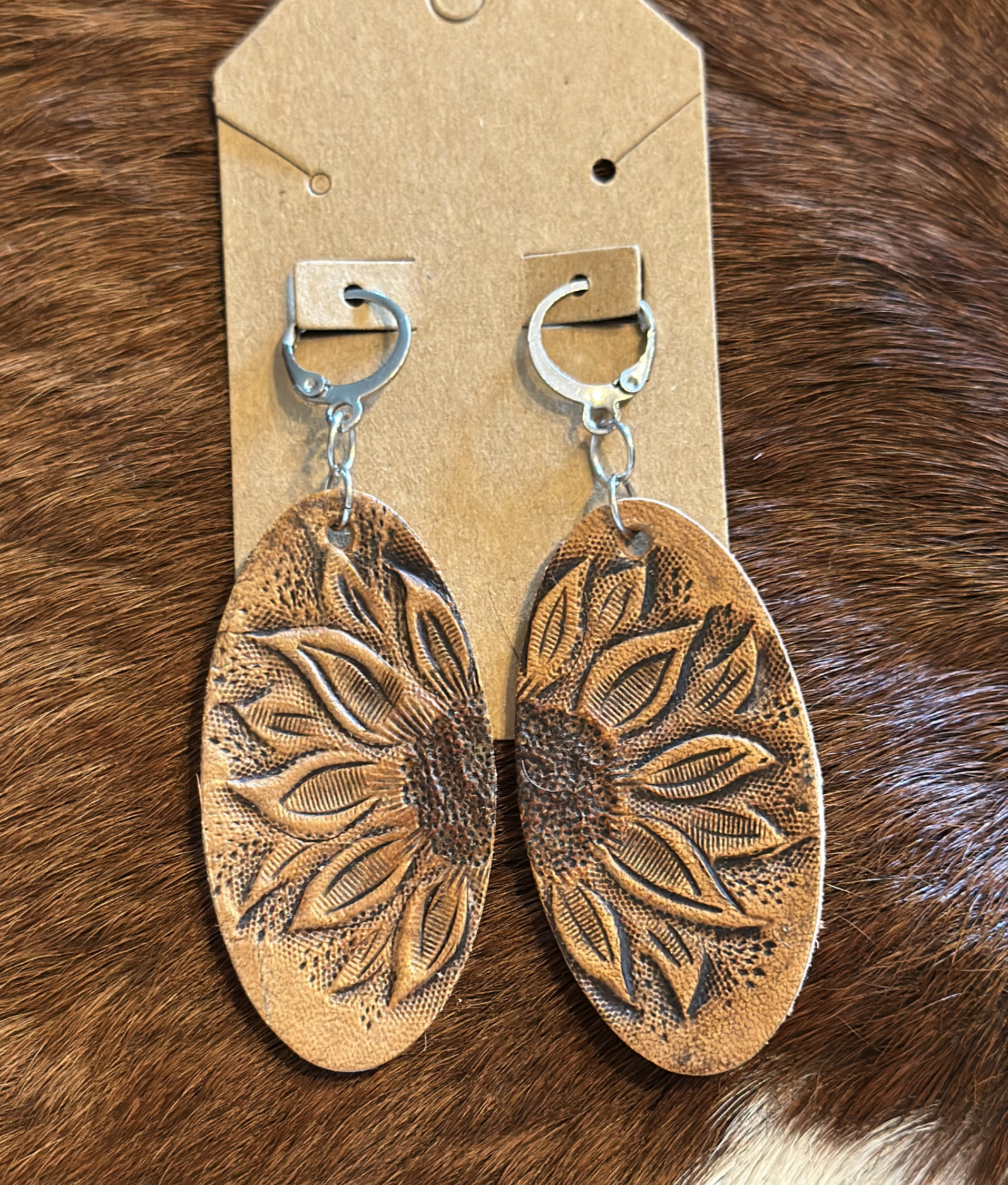 Sunflower Oval Earrings
