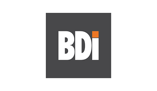 BDi logo with white letters on a dark gray background and an orange accent on the letter 'i'.