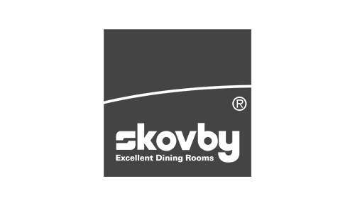 Logo for Skovby with the tagline 'Excellent Dining Rooms'