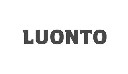 Luonto logo in black and gray.