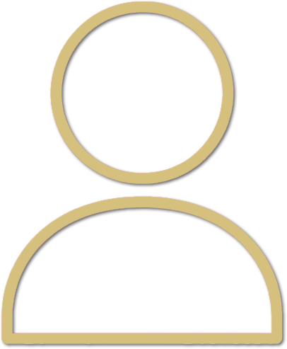 Outline of a person with a large circle for the head and a semi-circle for the shoulders on a black background.