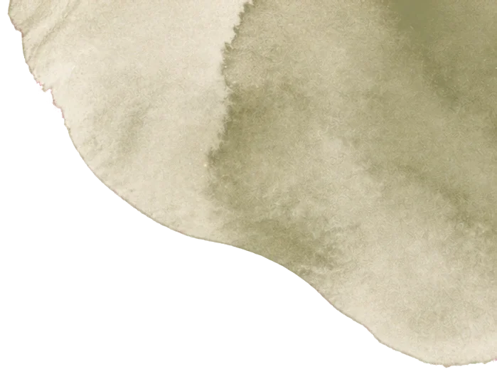 Close-up of a watercolor painting with green and beige tones.
