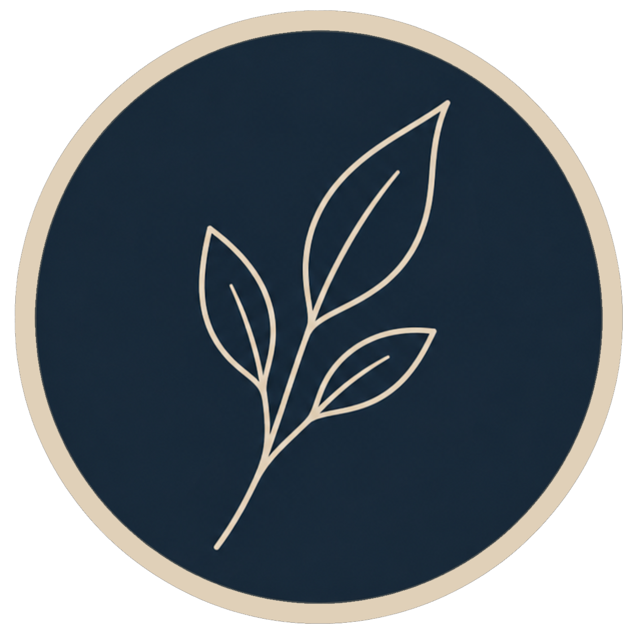 Minimalist icon of a plant with five leaves in a circular frame