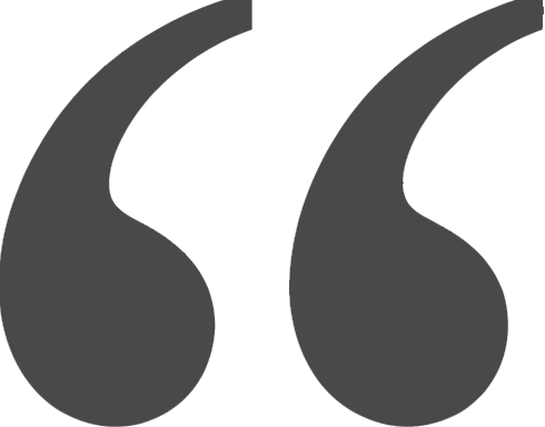 Black quotation mark symbols on a plain background.
