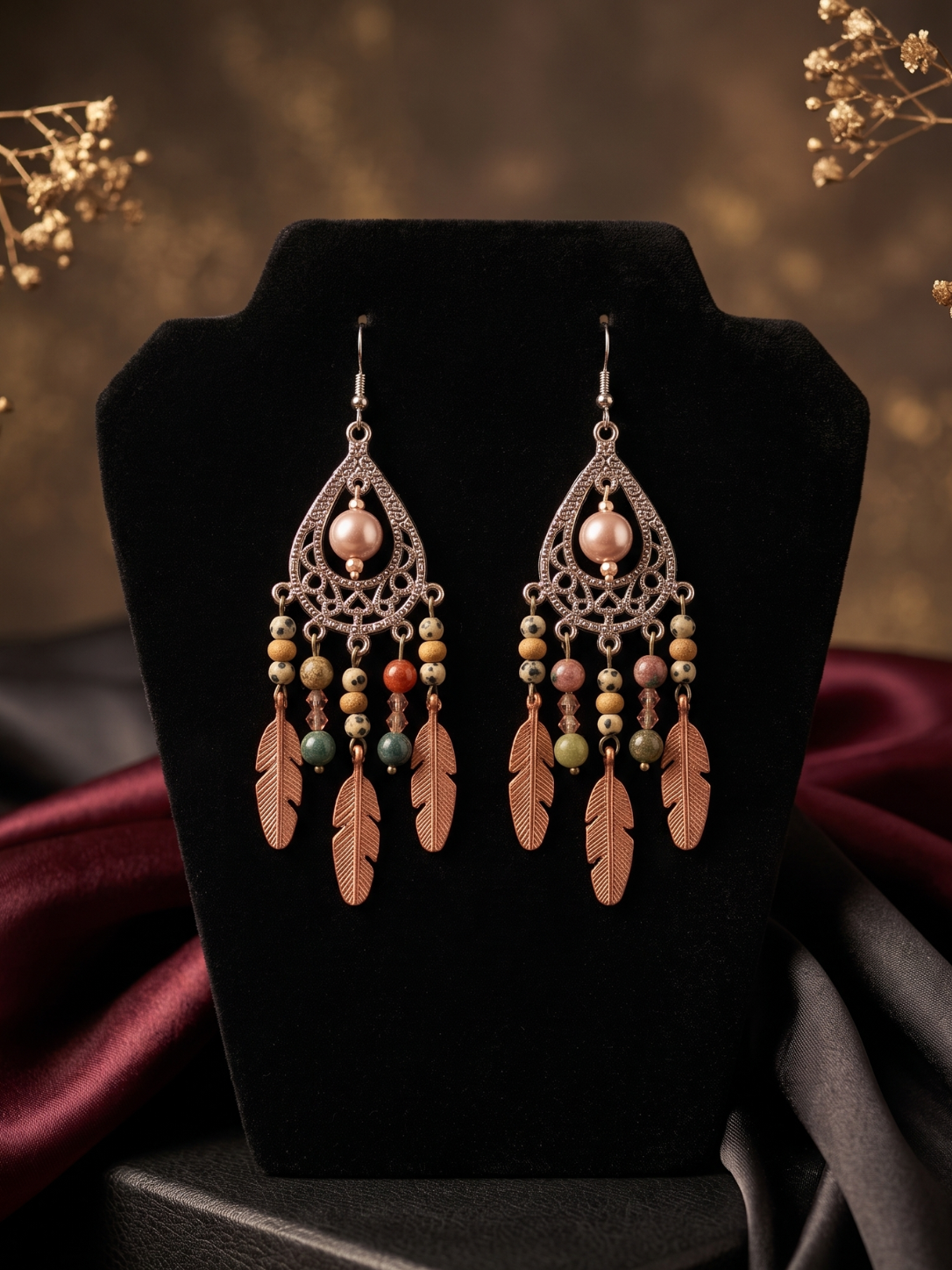 Native Feather Double Pearl Chandelier Earrings-1.png