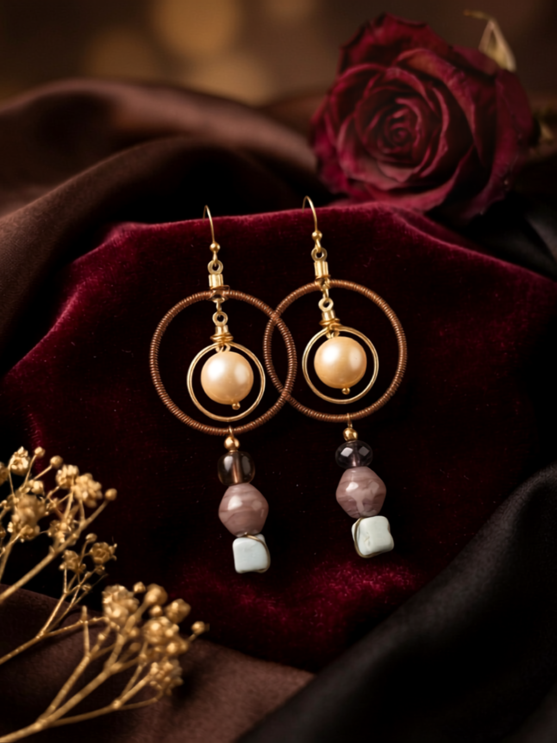 Bronze Wire-Wrapped Double Hoop Earrings-1.png