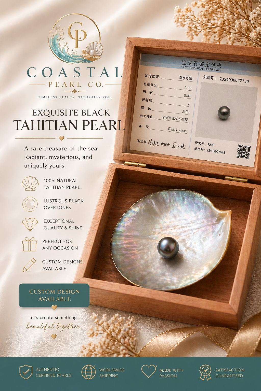 Stunning Black Tahitian Pearl