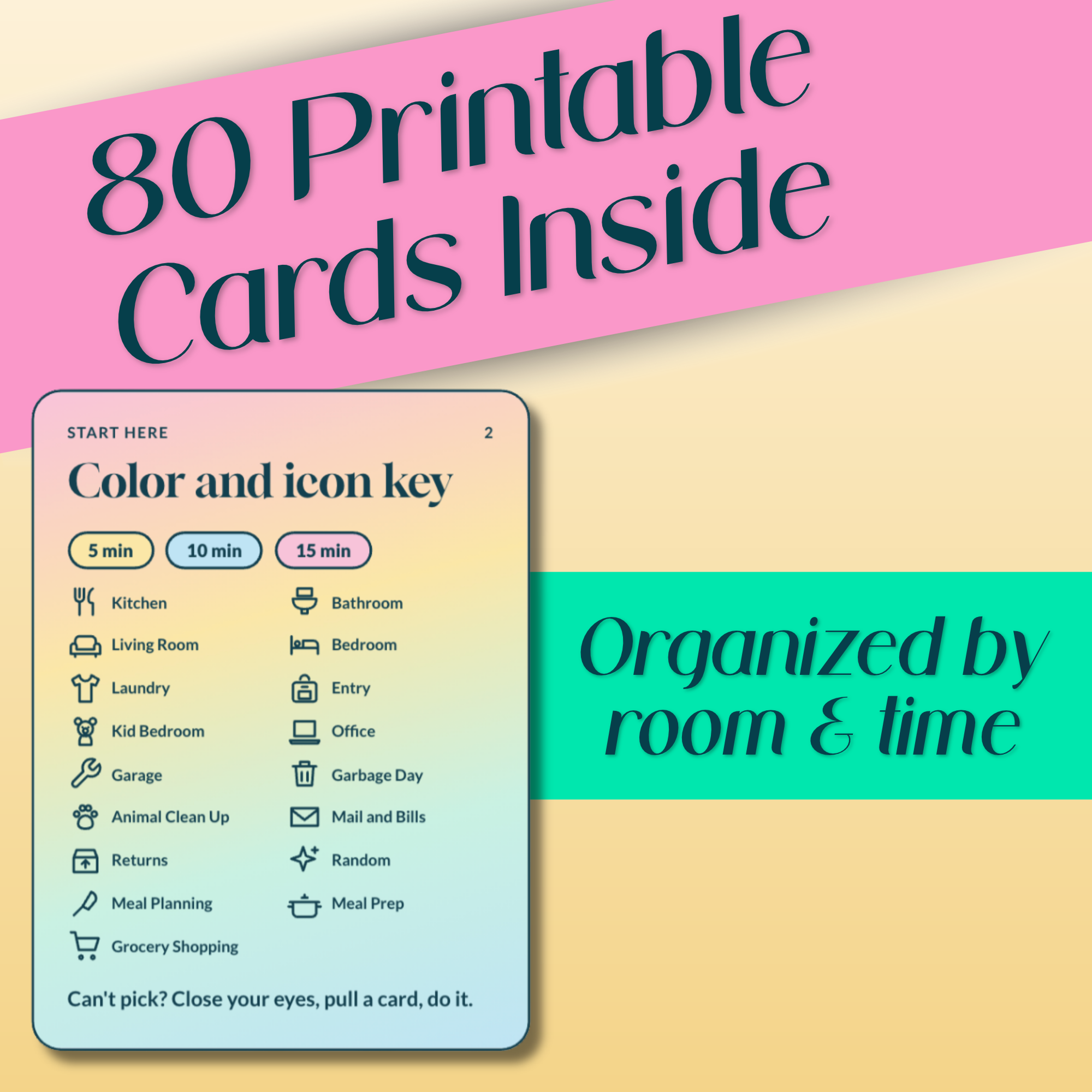 cleaning cards for families with adhd 80 printable cards