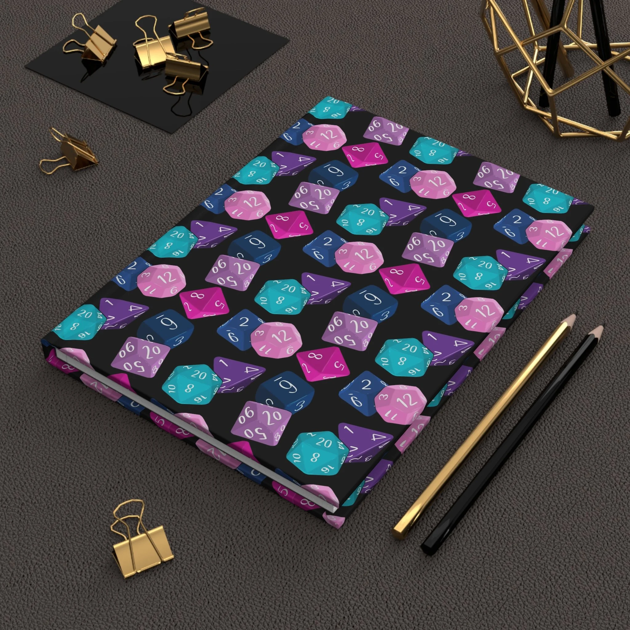 Polyhedral Dice Pattern Hardcover Journal