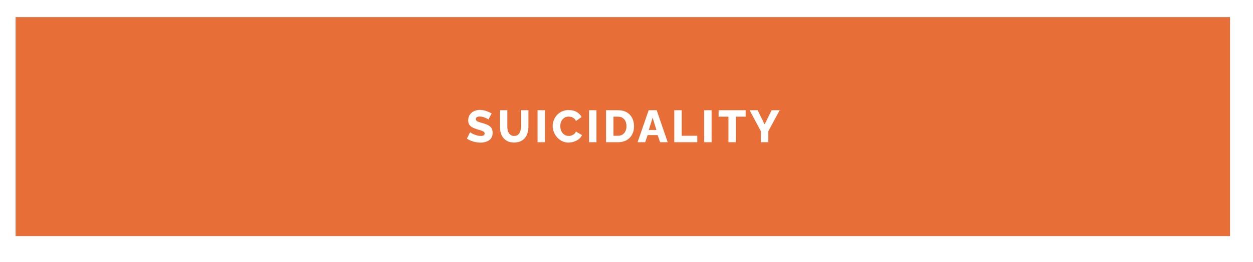 Orange background with the word 'SUICIDALITY' written in white, bold text.