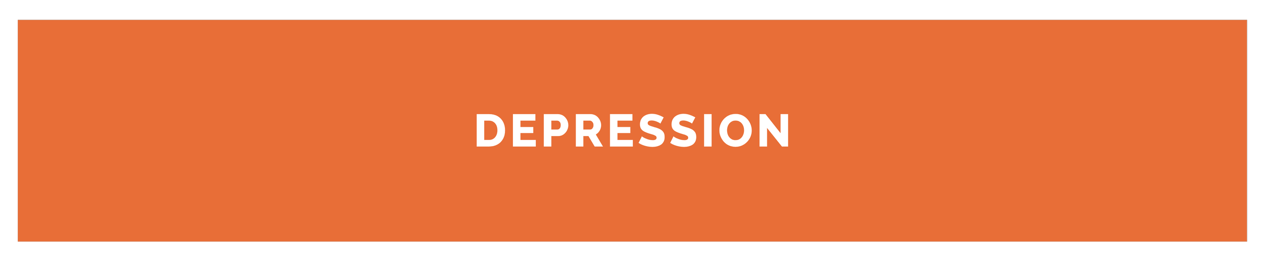 Orange background with the word 'DEPRESSION' in white capital letters centered.
