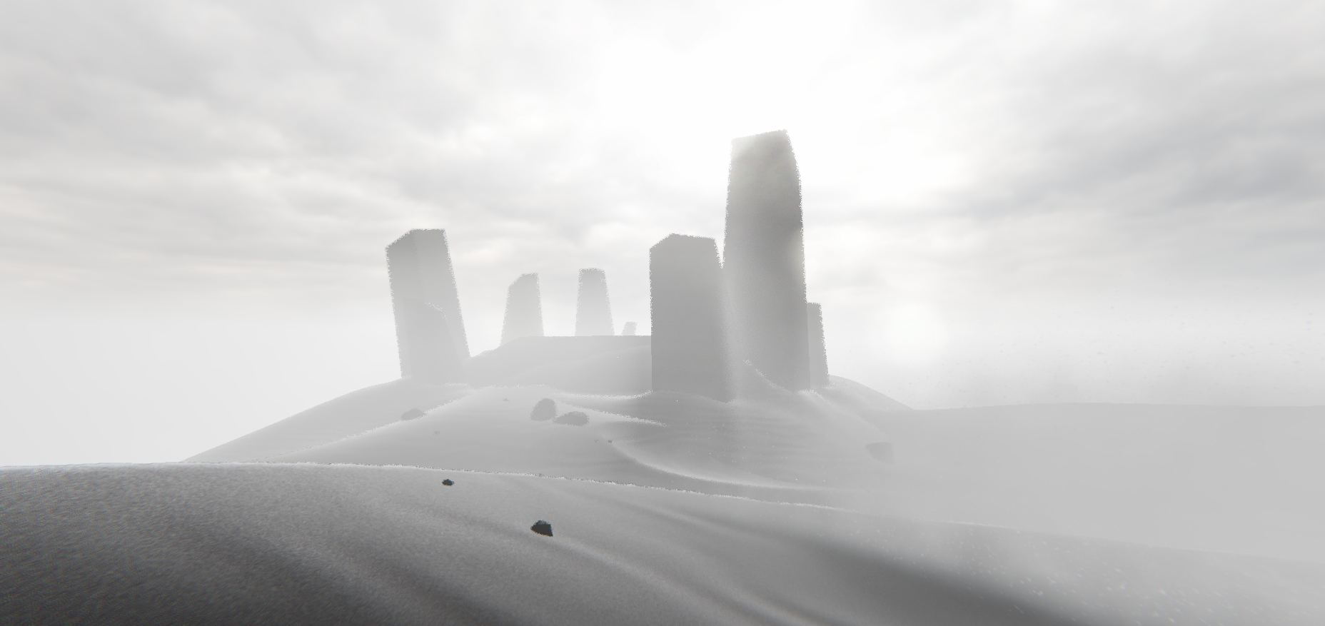 abstract desert scene, black and white