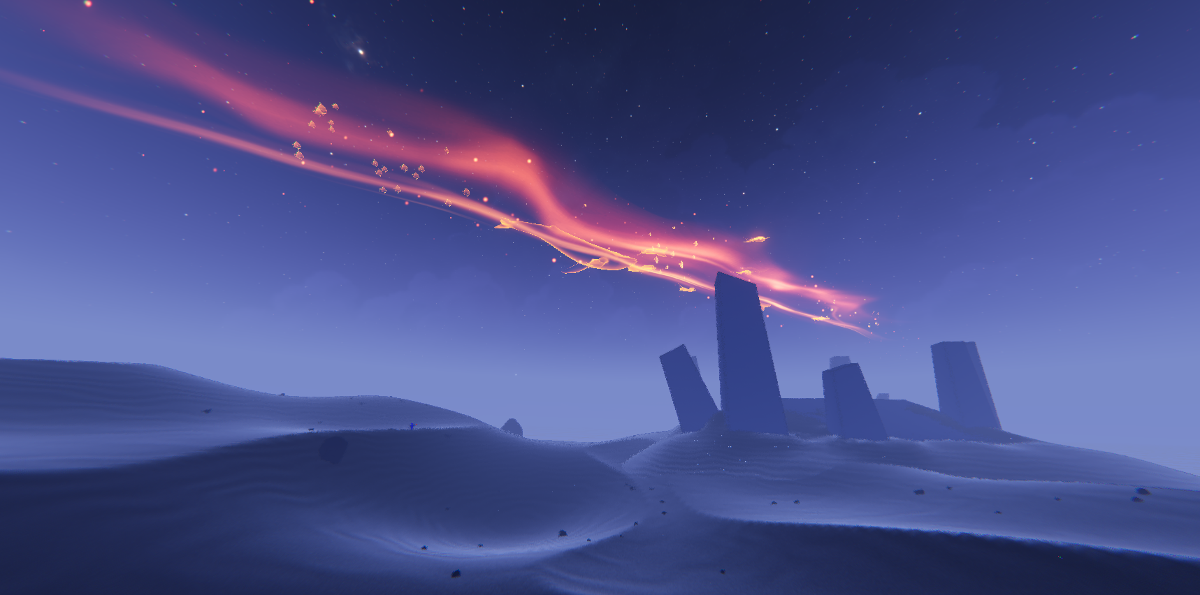 magical desert night scene with sky formations