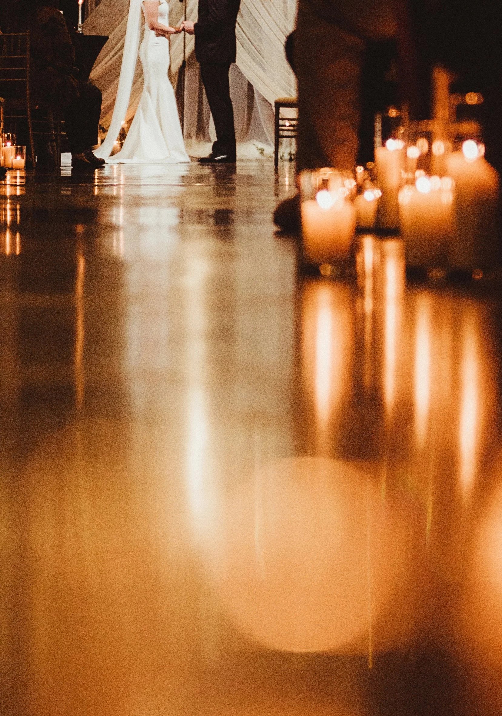 Candles, candlelight wedding ceremony and aisle