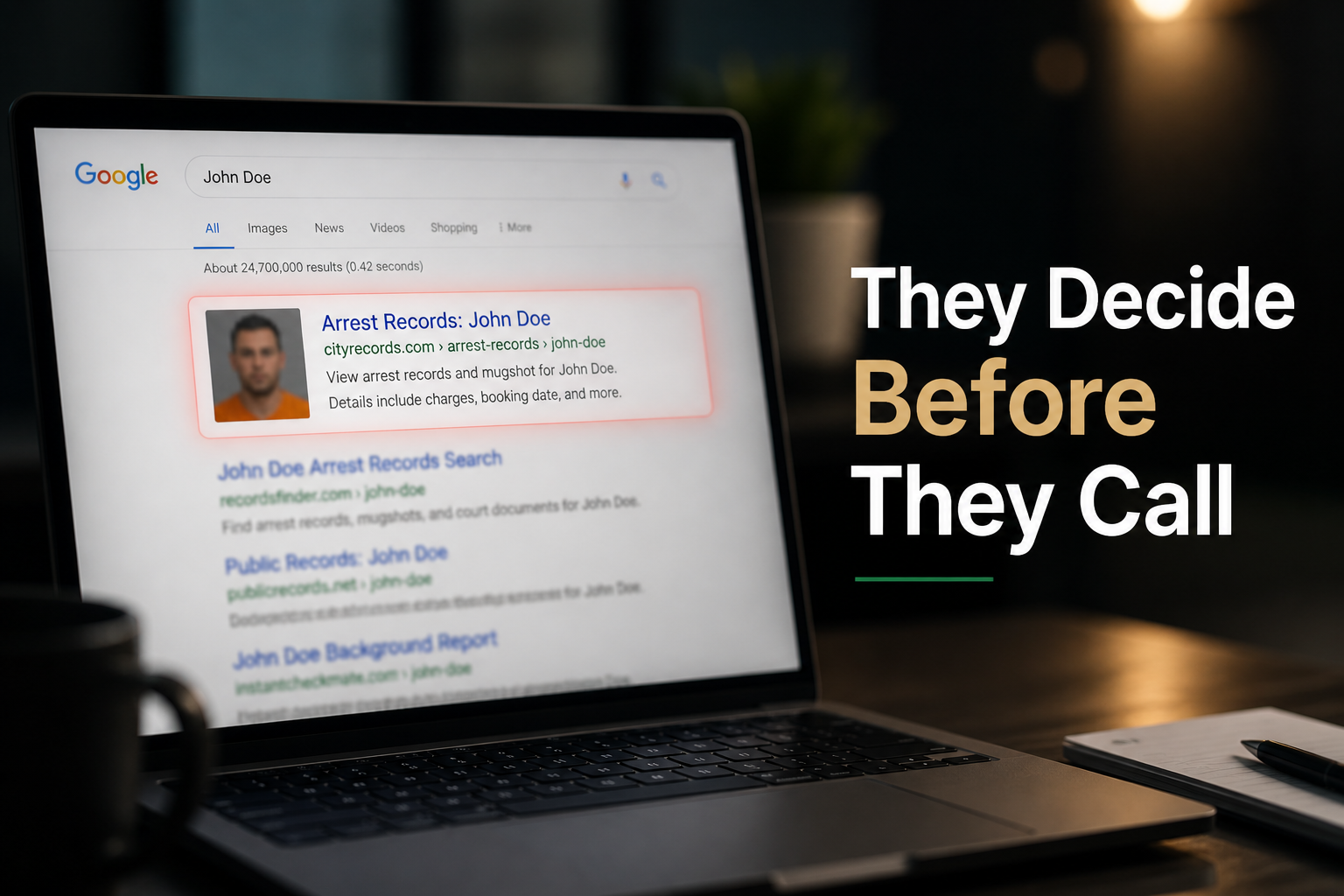 Laptop displaying analytics and reputation strategy used to improve search visibility