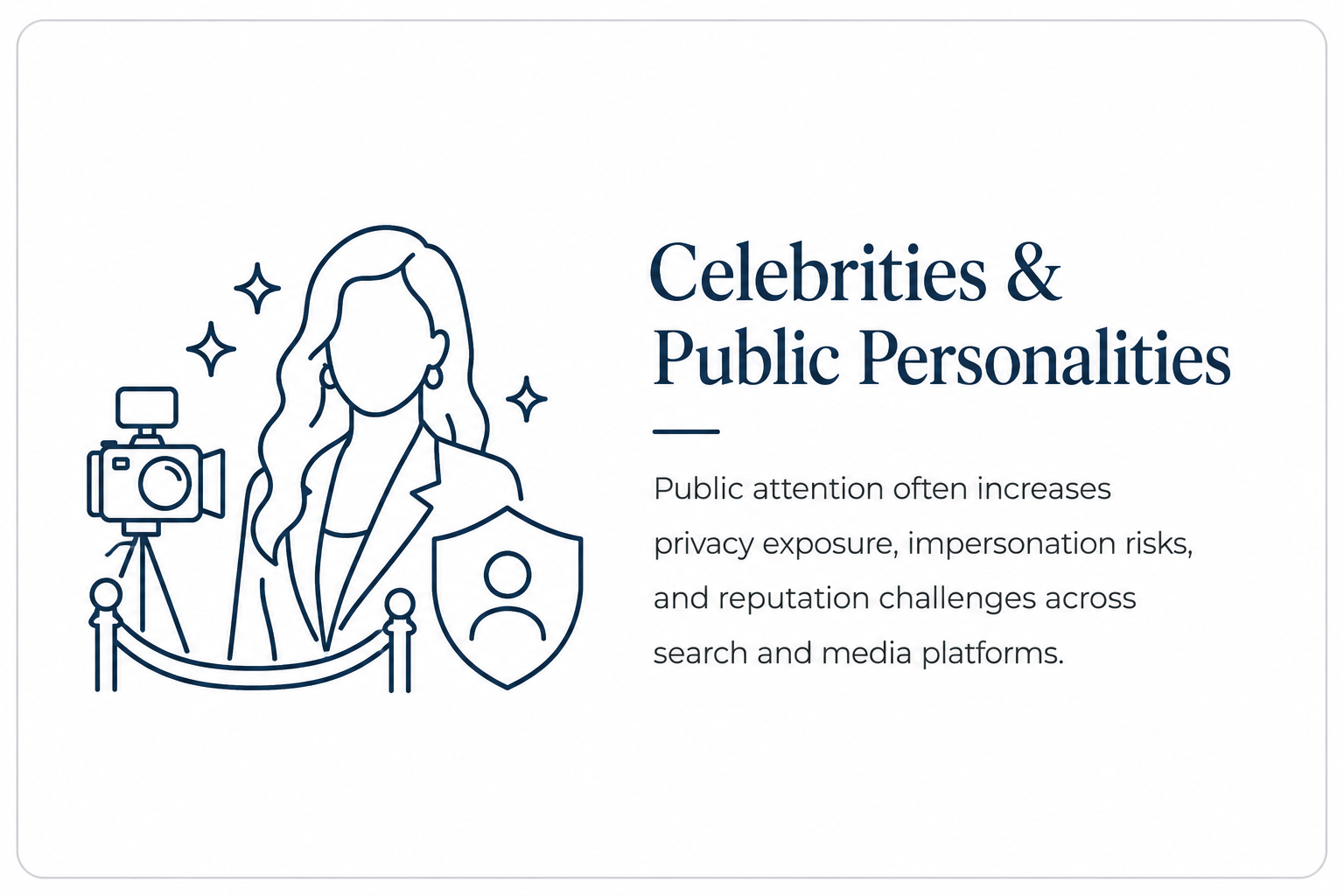 Privacy and reputation strategies for public figures managing media exposure, impersonation risks, online visibility, and public perception.