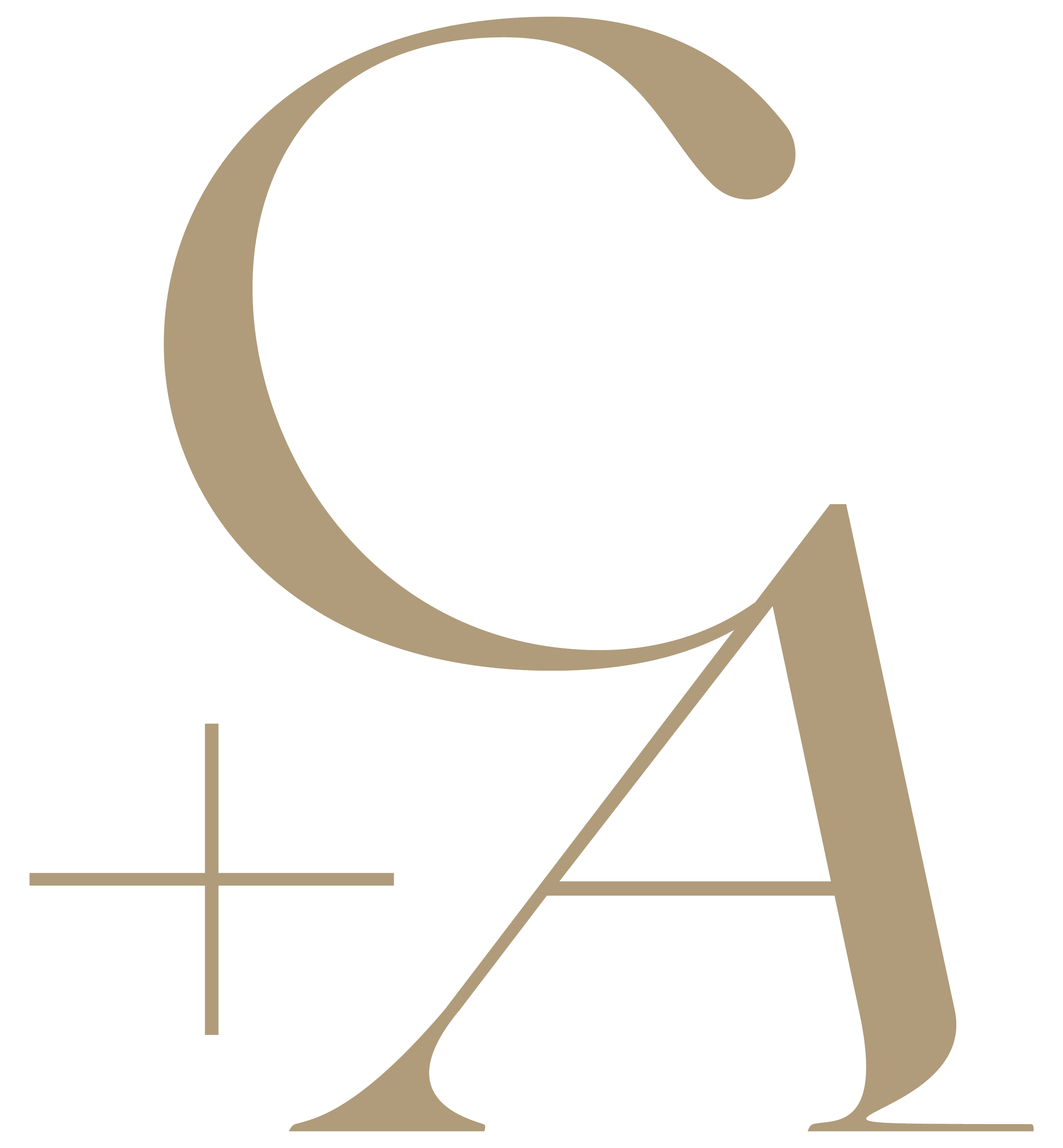 Clark and Aldine monogram with elevated "C" and "A" lettering
