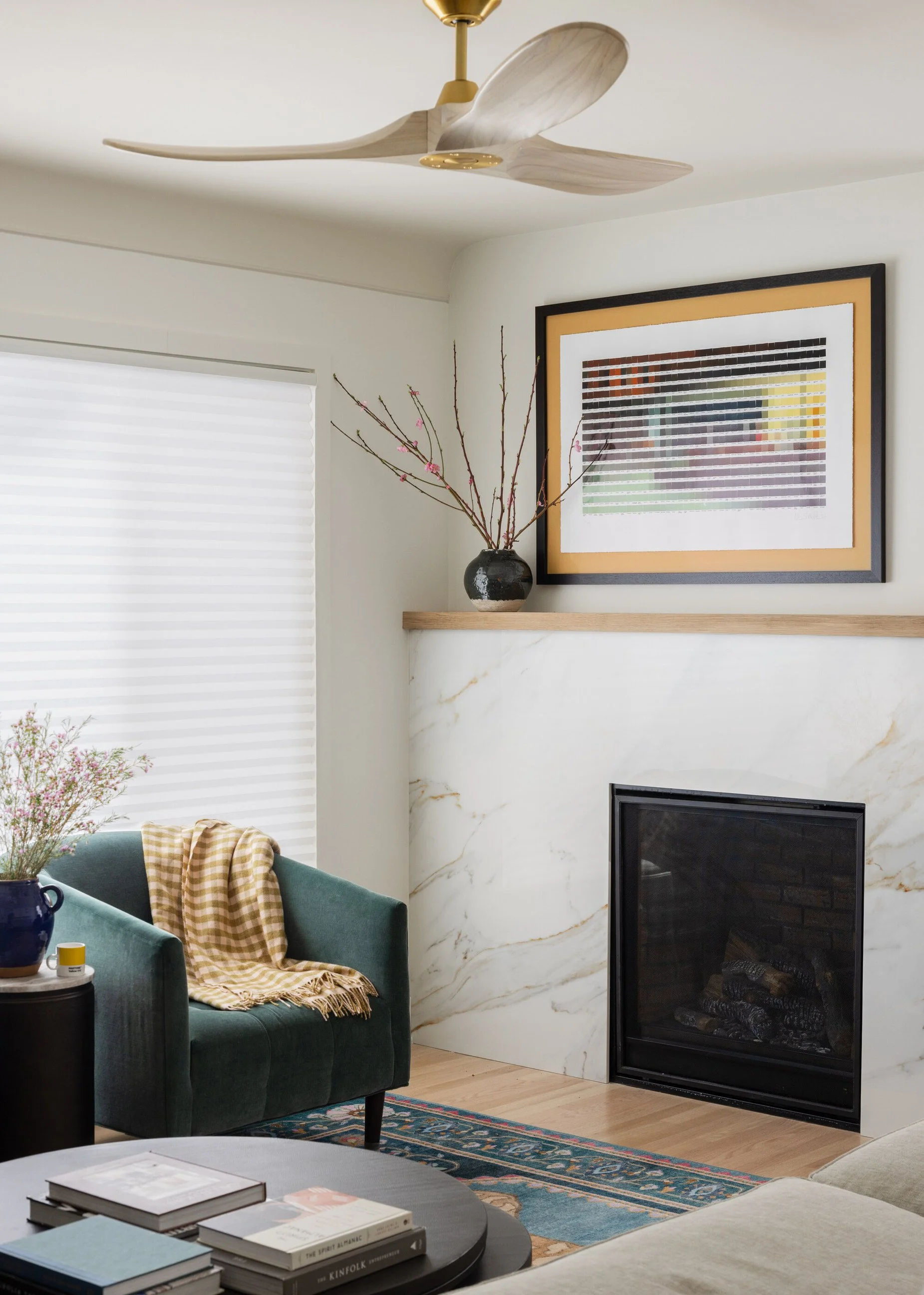 Custom home renovations featuring focal point fireplace