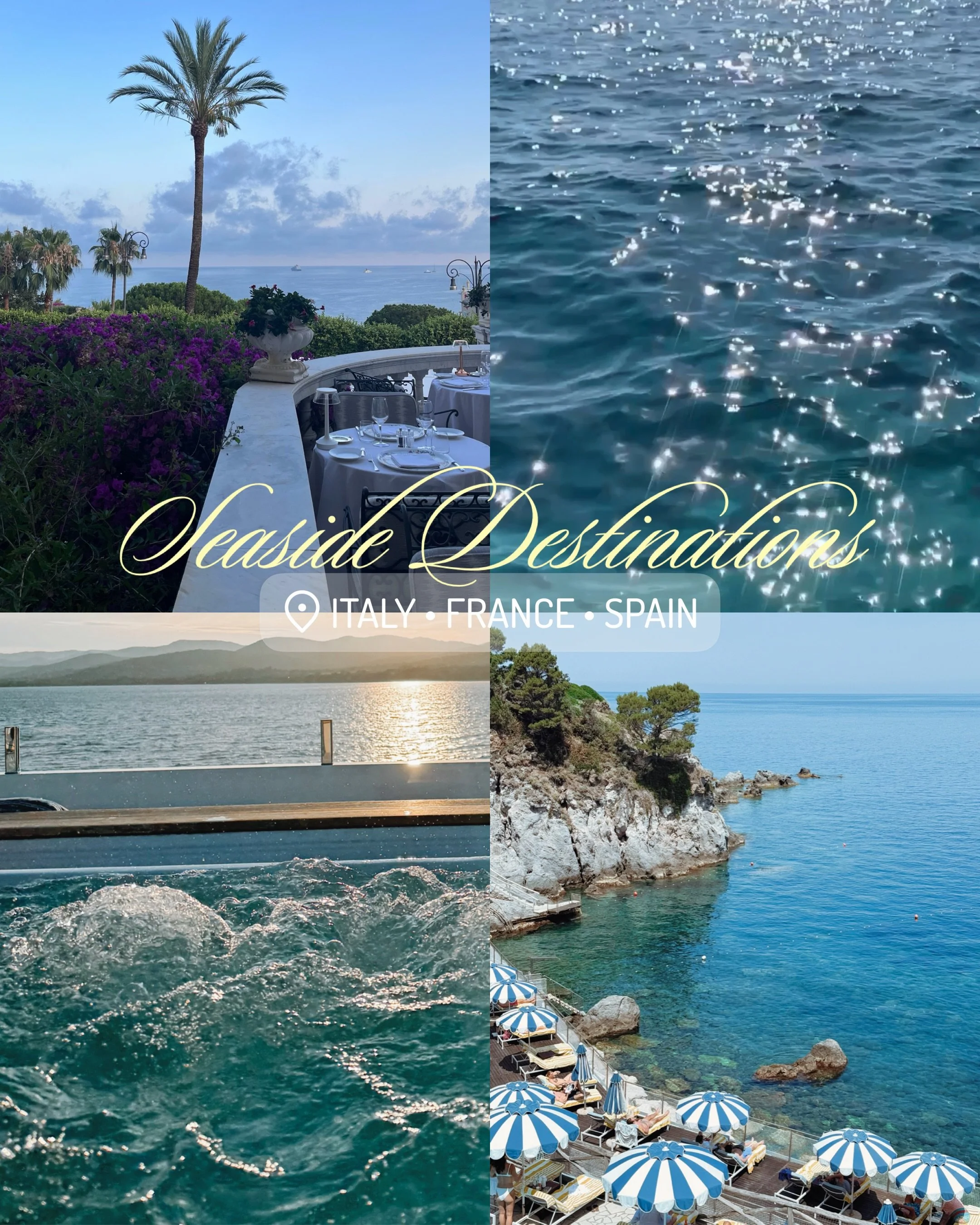 Mid-summer cravings: a Mediterranean escape☀️Save this list for your next getaway along the coastlines of Italy, France, and Spain 🌊✨
