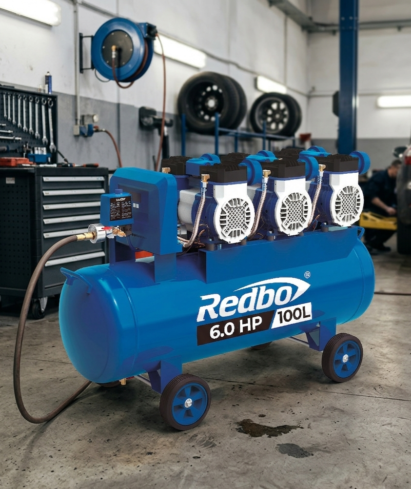 COMPRESOR S/ACEITE 100 LTS 3 MOTORES MARCA REDBO
