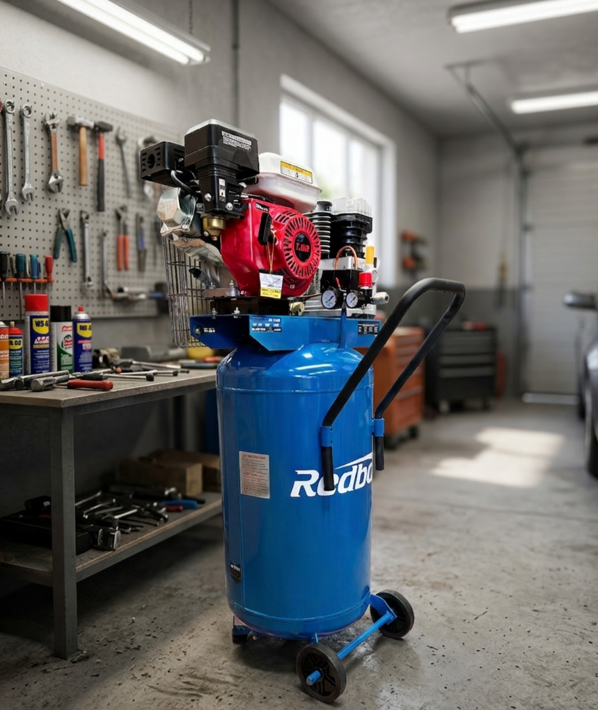 COMPRESOR VERTICAL 145 PSI GASOLINA 100 LITROS 7HP  MARCA REDBO